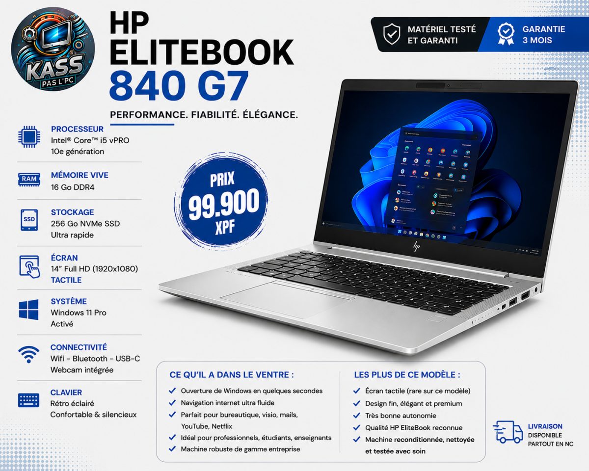PC Portable HP EliteBook 840 G7 -  Ecran Tactile - Reconditionné – 15,6" - KPPC-006