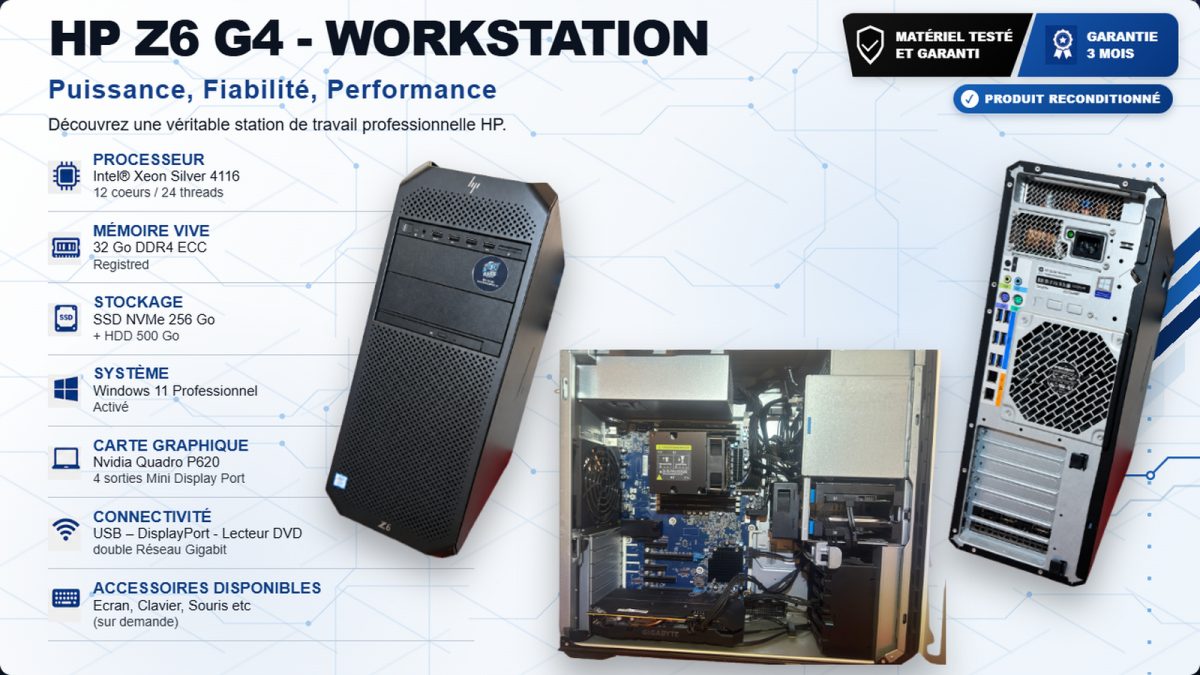 Tour HP Gaming / Pro / Workstation -HP Z6 G4 - 32 Go DDR4